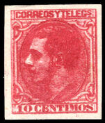 Spain 1879 10c rose imperf double print. Probably printers waste.