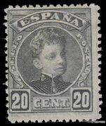 Spain 1901 20c Olive-Black fine and fresh mint lightly hinged.
