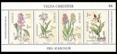 Sweden 1982 Wild Orchid Souvenir Sheet unmounted mint.