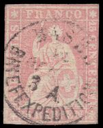 Switzerland 1855 15r fine 3 margins fine used.