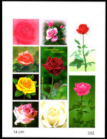 Thailand 2010 Rose Scented Stamp souvenir sheet unmounted mint.