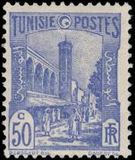 Tunisia 1934 50c Ultramarine Mosque mint lightly hinged.