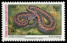 Turkey 1991 Snake Caucasus Viper unmounted mint.