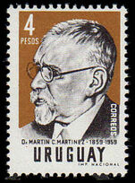 Uruguay 1960 Dr Martinez 4 Peso unmounted mint.