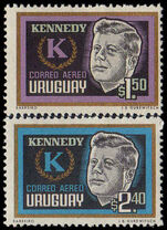 Uruguay 1965 J F Kennedy Airs unmounted mint.