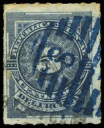 Uruguay 1884 5c slate-blue 8-killer In Blue fine used