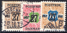 Denmark 1918 top three values perf 12 fine used.