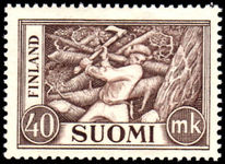 Finland 1952 40mk Lumberjack unmounted mint.