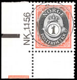 Norway 1991-92 1k black and red-orange cylinder marginal\