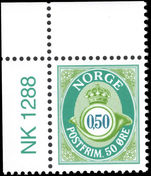 Norway 2000-05 50ø emerald perf 14 cylinder corner marginal unmounted mint.