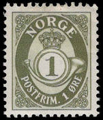 Norway 1937 1ø olive-greenlightly mounted mint.