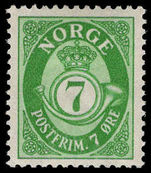 Norway 1937 7ø bright greenlightly mounted mint.