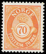 Norway 1962-78 70ø yellow-orange phosphorescent paper unmounted mint.