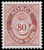 Norway 1962-78 80ø lake-brown ordinary paper unmounted mint.