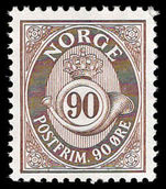 Norway 1962-78 90ø deep brown phosphorescent paper unmounted mint.