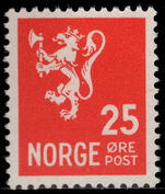 Norway 1940-49 25ø vermillion unmounted mint.