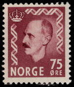 Norway 1950-57 75ø brown-purple unmounted mint.