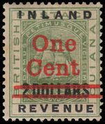 British Guiana 1890 1c on $2 fine mint lightly hinged.