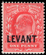 British Levant 1905-12 1d scarlet lightly mounted mint.