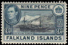 Falkland Islands 1938-50 9d black & grey-blue fine mint lightly hinged.