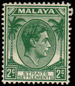 Strait Settlements 1937-41 2c green die II mint lightly hinged.