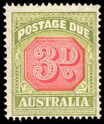 Australia 1938 3d postage due type B wmk CofA lightly mounted mint.