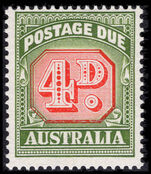 Australia 1958-60 4d carmine and deep green postage due die II no wmk unmounted mint.