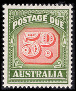 Australia 1958-60 5d carmine and deep green postage due die II no wmk unmounted mint.