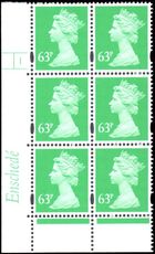 Y1720 63p Light Emerald 2 Blue Bands Cylinder 1 No Dot unmounted mint.