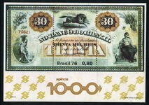 Brazil 1976 Banknote souvenir sheet unmounted mint.