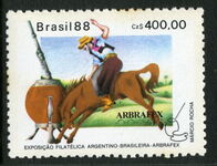 Brazil 1988 Arbrafex Rodeo Horse Rider unmounted mint.