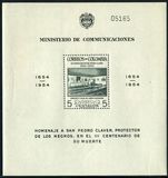 Colombia 1954 San Pedro Claver regular souvenir sheet unmounted mint.