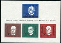 West Germany 1968 Adenaur souvenir sheet unmounted mint.
