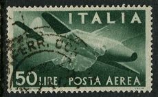 Italy 1946 50 lira green fine used