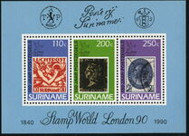 Suriname 1990 Stamp on Stamp souvenir sheet unmounted mint.